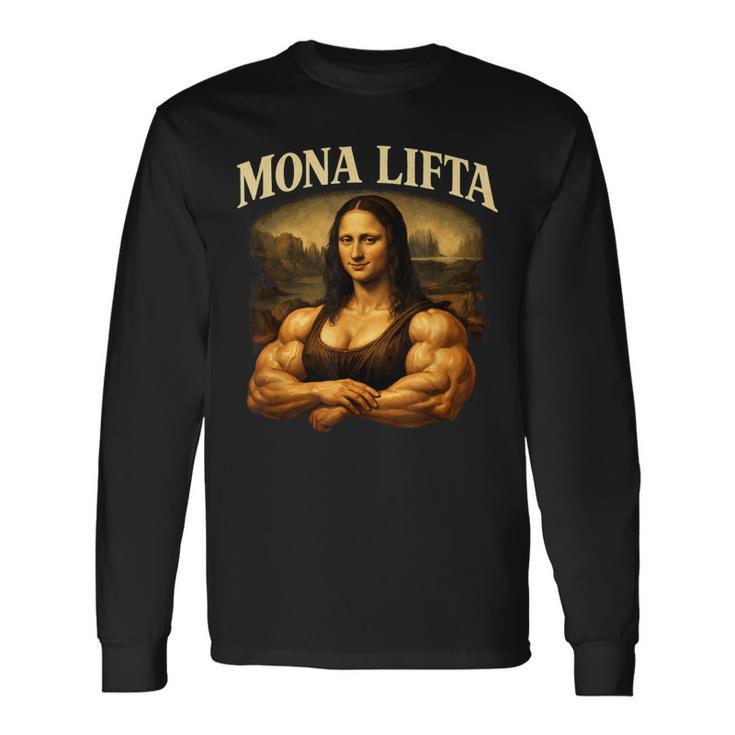 Mona Lifta マッスル モナリザ ジム ユーモア 長袖Tシャツ