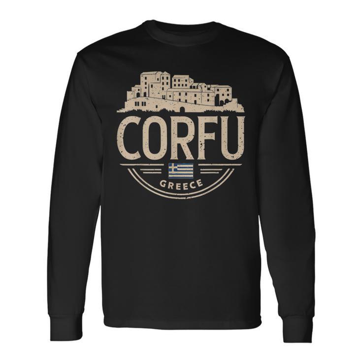 Motif Graphiqueintage De Corfou En Grèce T-shirt à manches longues