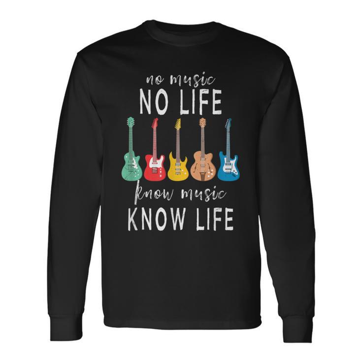 No Music No Life Know Music Know Life クールミュージシャンギター 長袖Tシャツ