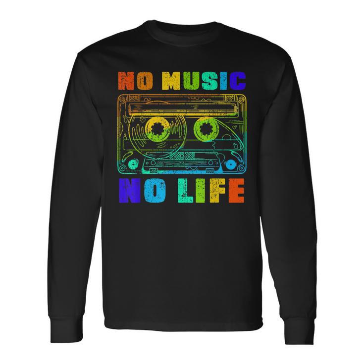 No Music No Life、ヴィンテージカセット音楽愛好家。 長袖Tシャツ