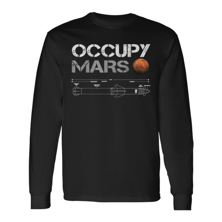 Occupy Mars ロケット 長袖Tシャツ