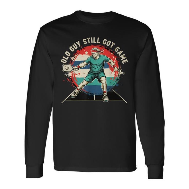 Old Guytill Got Game Pickle Ball メンズ 長袖Tシャツ