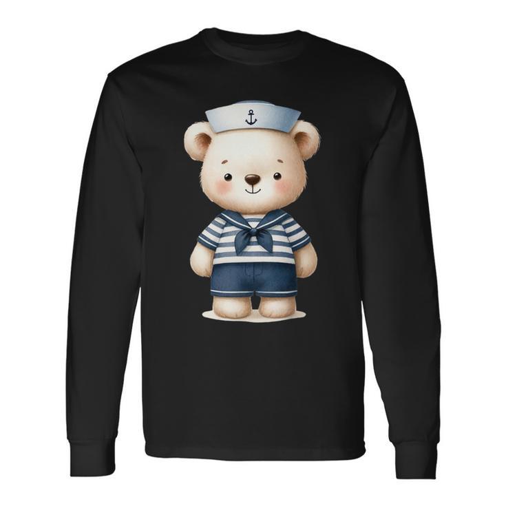 Oso Marinero Para Niños Niñas Niños Camiseta de manga larga