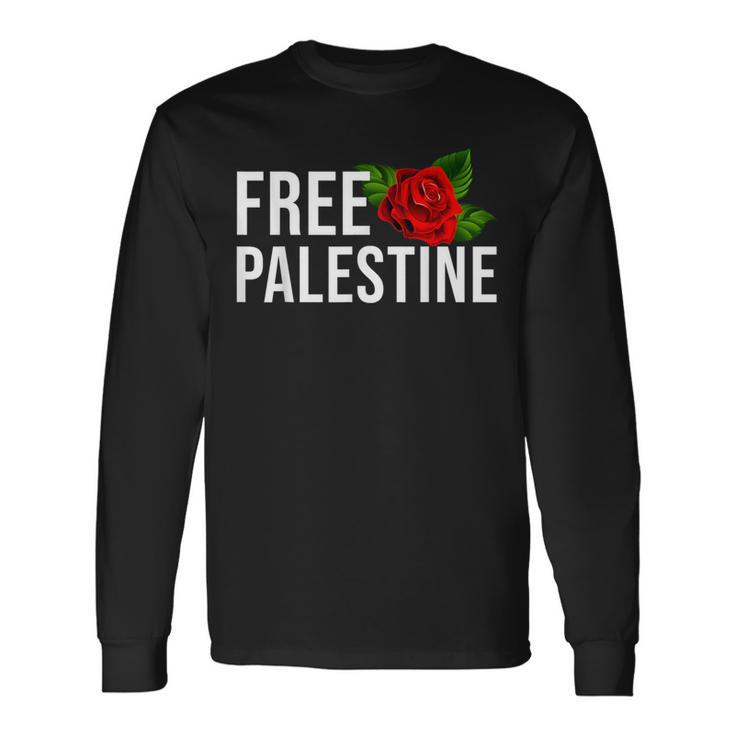 Palestine Free Palestine Free Gaza Palestine Flag Arabic 長袖Tシャツ
