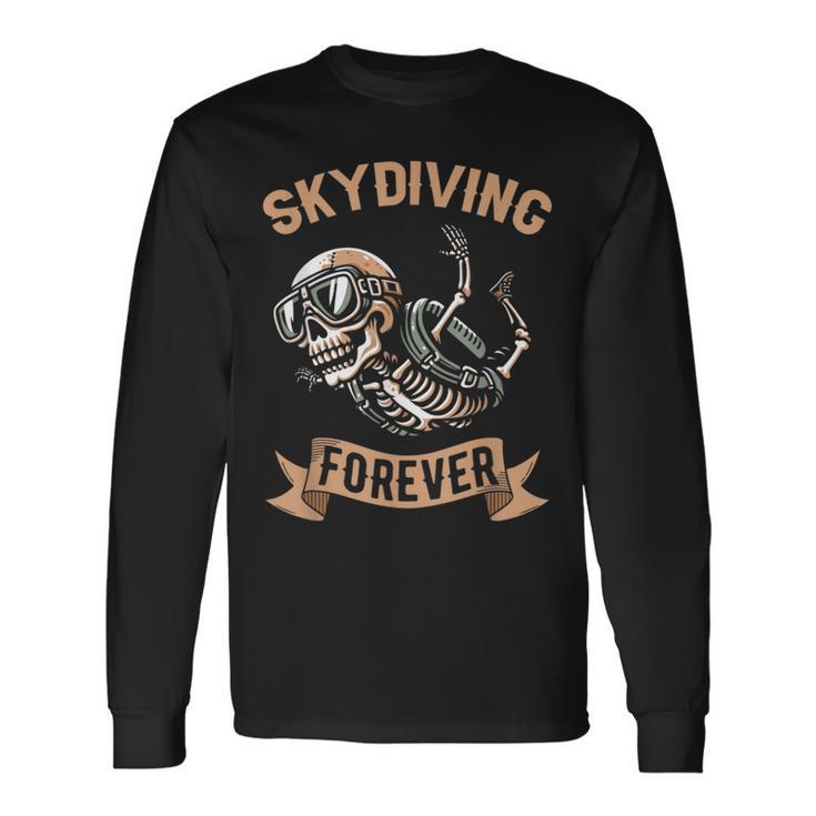 Paracaidista Esqueleto Paracaídas Parapente Paracaidismo Camiseta de manga larga