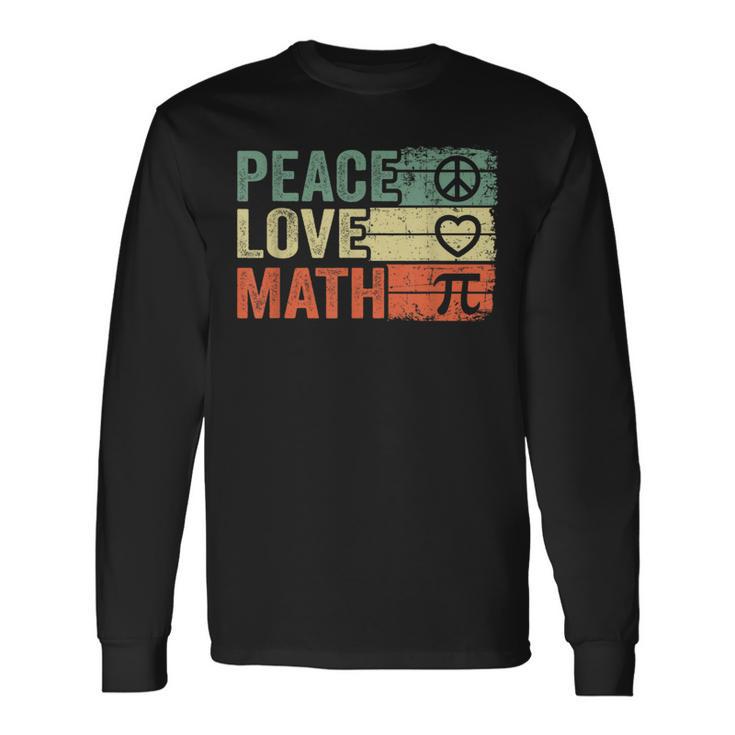 Paz Amor Matemáticasintage Matemáticas Nerd Retro Divertido Matemáticas Profesor Camiseta de manga larga