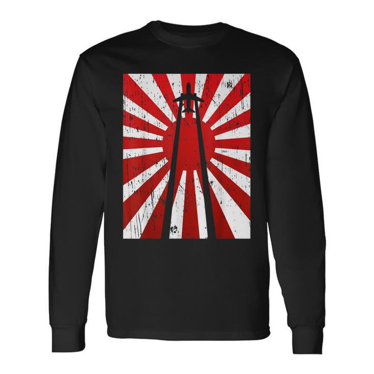 Pilot Plane Airport Air Traffic Controller Risingun Flag 長袖Tシャツ ギフトのアイデア