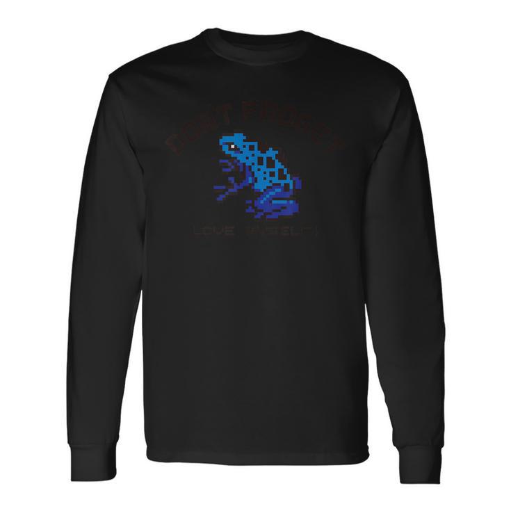 Pixel Animals Bluepoisondartfrog ピクセルアニマルズ コバルトヤドクガエル 黒フォント 長袖Tシャツ