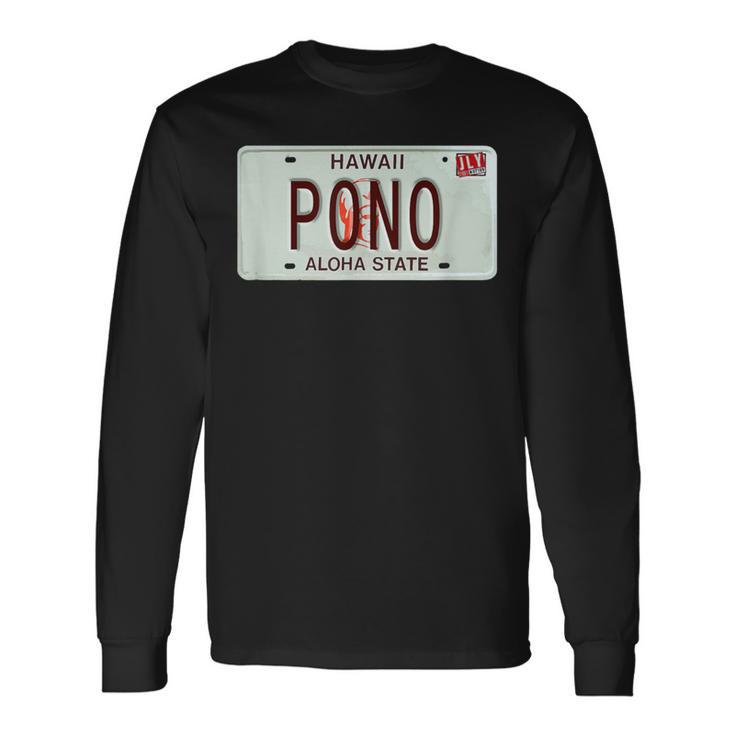 Pono ヴィンテージ ハワイ ナンバープレート 長袖Tシャツ ギフトのアイデア
