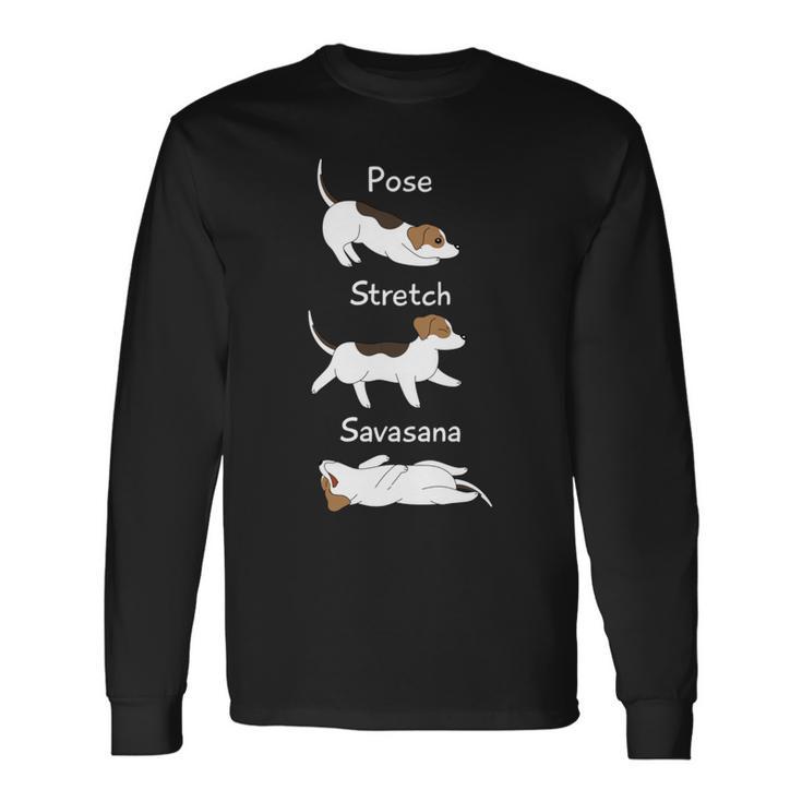 Posetretchavasanaジャック・ラッセル・テリア犬 長袖tシャツ 長袖Tシャツ