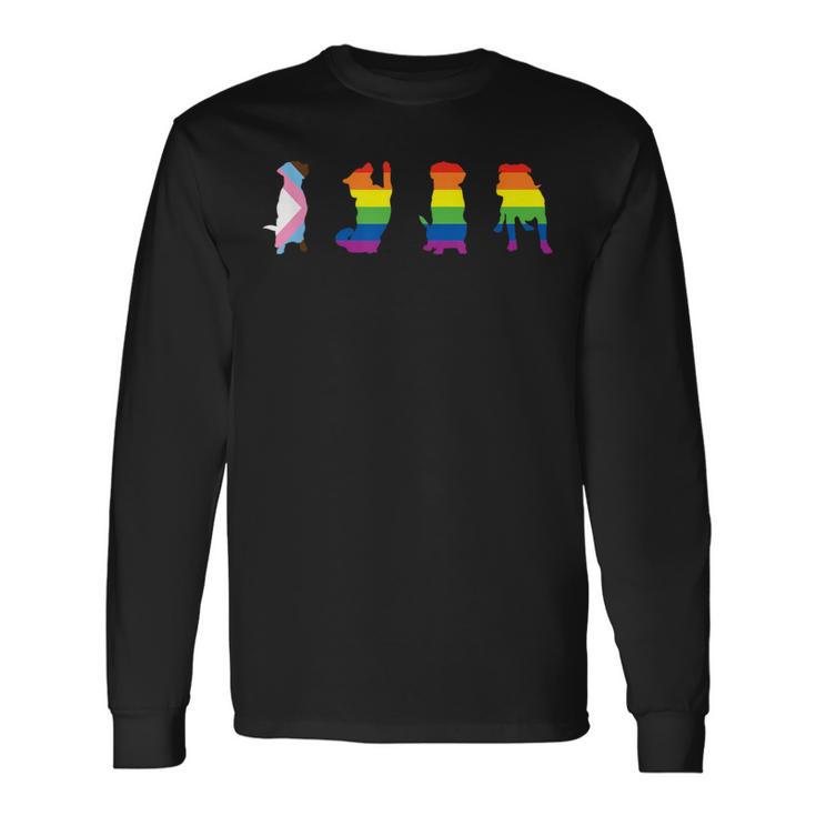 Progress Pride Cute Dog Lgbt プログレス ゲイ ペット好き 長袖Tシャツ