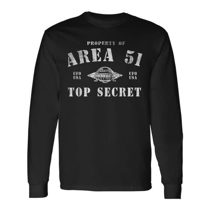 Property Of Area 51 トップシークレット Ufoエイリアン 長袖Tシャツ ギフトのアイデア