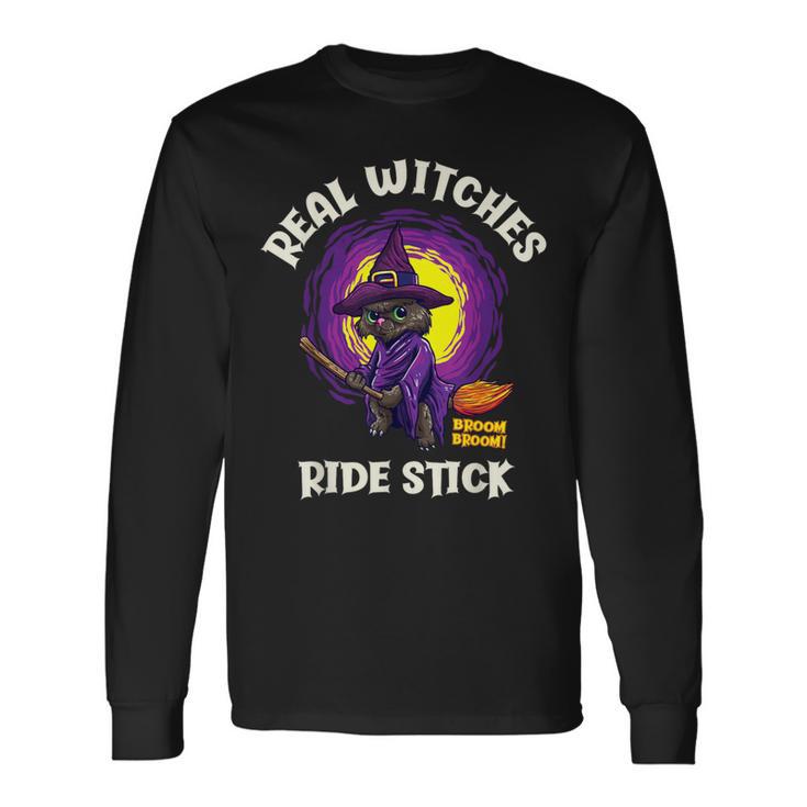 Real Witches Ridetick 面白い 黒猫 ハロウィン 長袖Tシャツ