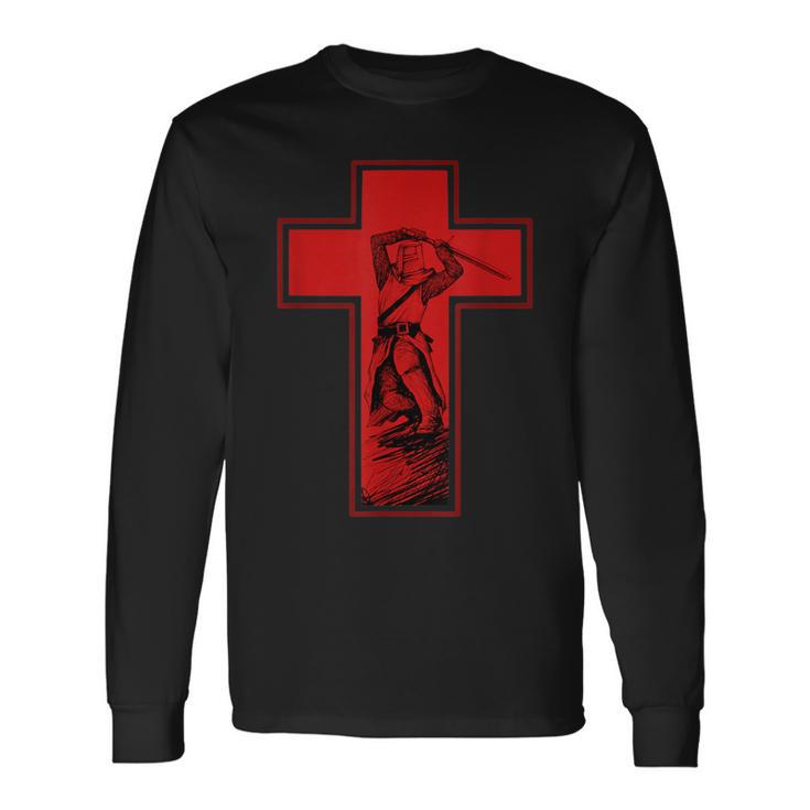 Regalo De Cruz Y Espada De Caballero Templario Camiseta de manga larga