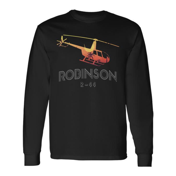 Robinson R44 Helicóptero Aviador Piloto Regalo Camiseta de manga larga