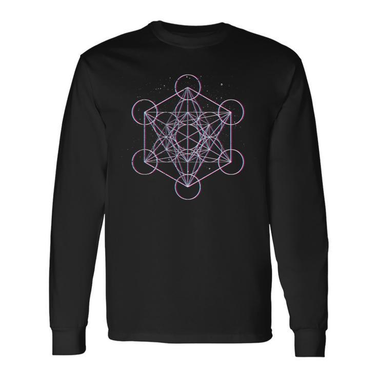 Sacred Geometry メタトロン キューブ Psy Trance Yoga Dmt Lsd Goa 長袖Tシャツ
