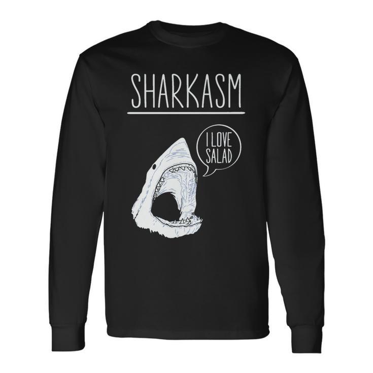 Sharkasm I Lovealad面白い皮肉なシャークスタジオ 長袖tシャツ 長袖Tシャツ