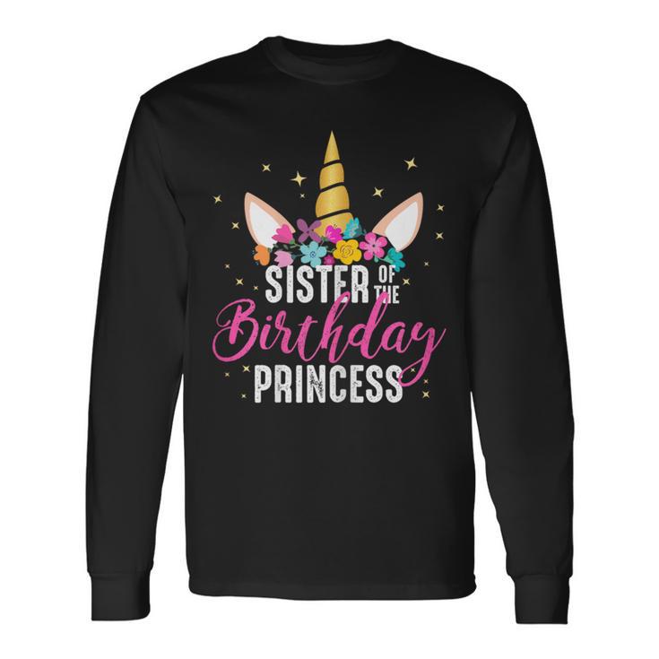 Sorella Della Festeggiata Regalo Di Compleanno Unicorno Maglietta a maniche lunghe