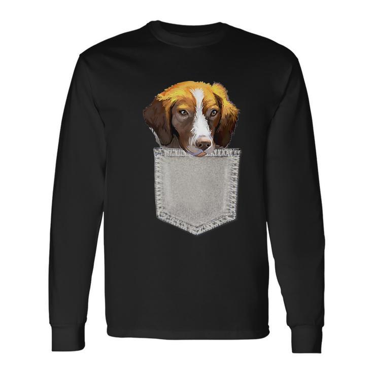 Spaniel Bretón Perro En Un Bolsillo Dog In A Pocket Camiseta de manga larga