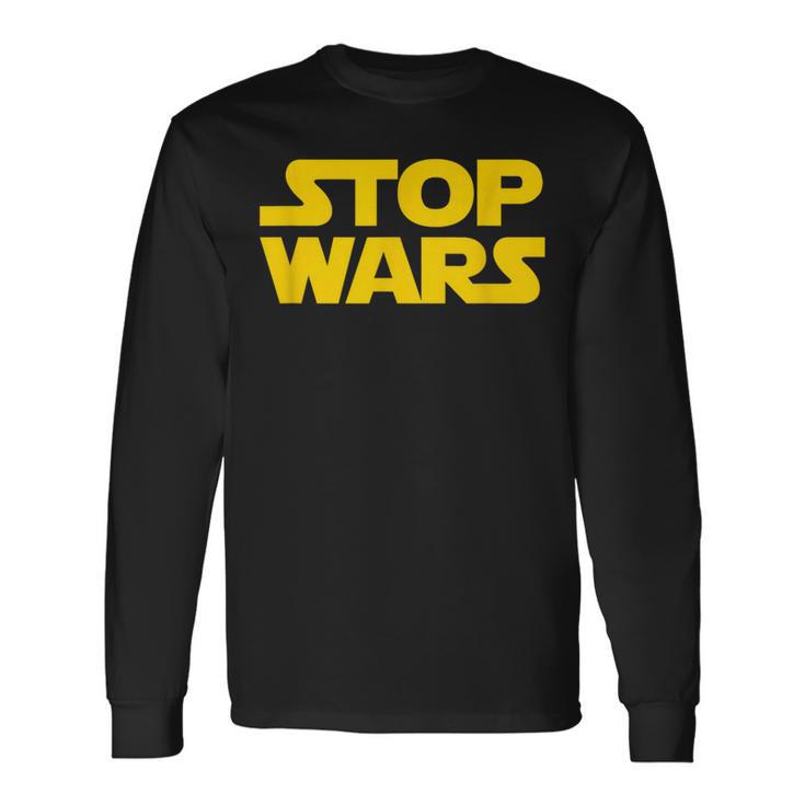 Stop Wars 反戦メッセージ 地球と宇宙の平和 長袖Tシャツ