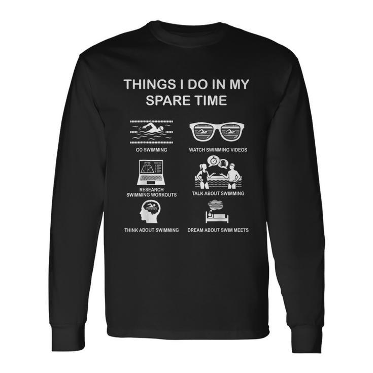 Things I Do In Mypare Time スイミング スイマー ユーモア 長袖Tシャツ