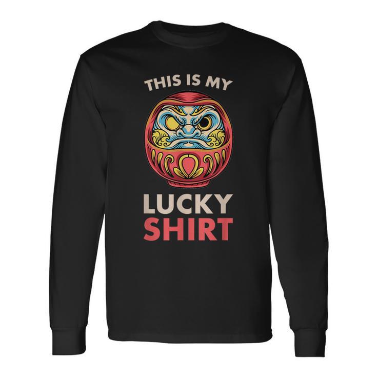 This Is My Lucky 日本のだるま人形 長袖Tシャツ