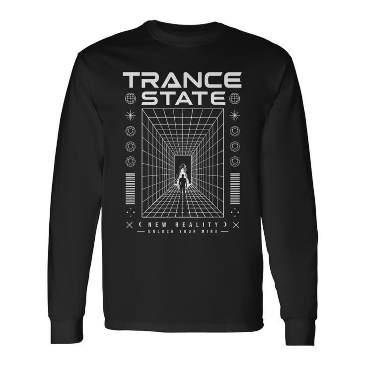 Trancetate New Reality Rave Edm Dj フェスティバル デザイン 長袖Tシャツ
