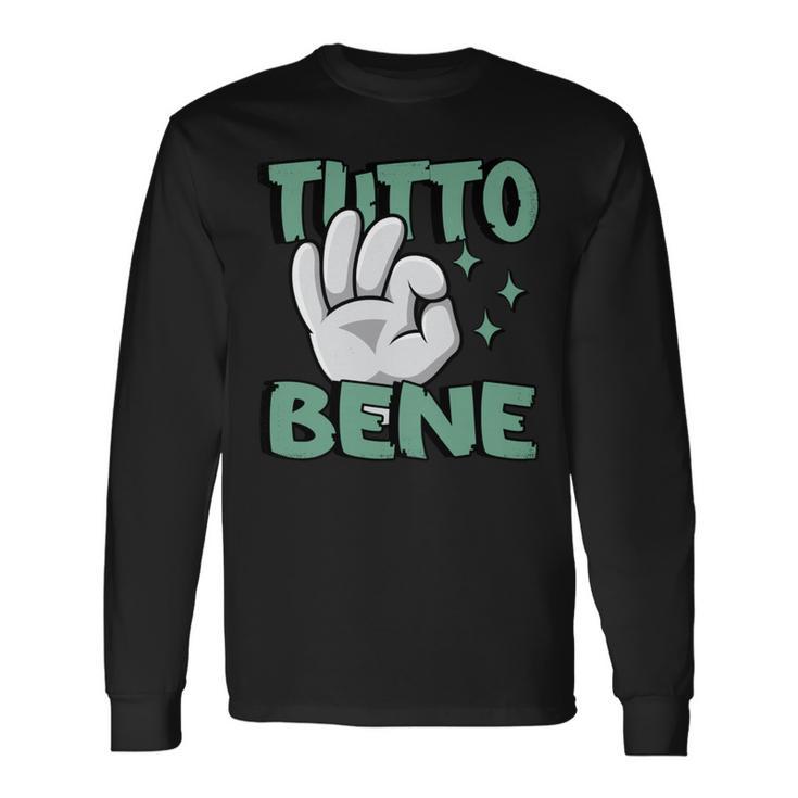 Tutto Bene イタリアの手のジェスチャー面白い引用イタリア 長袖tシャツ 長袖Tシャツ