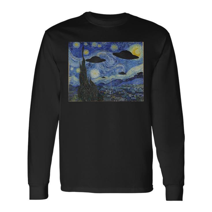 Ufo エイリアン アブダクション 星月夜 ヴァン・ゴッホ 絵画 長袖Tシャツ