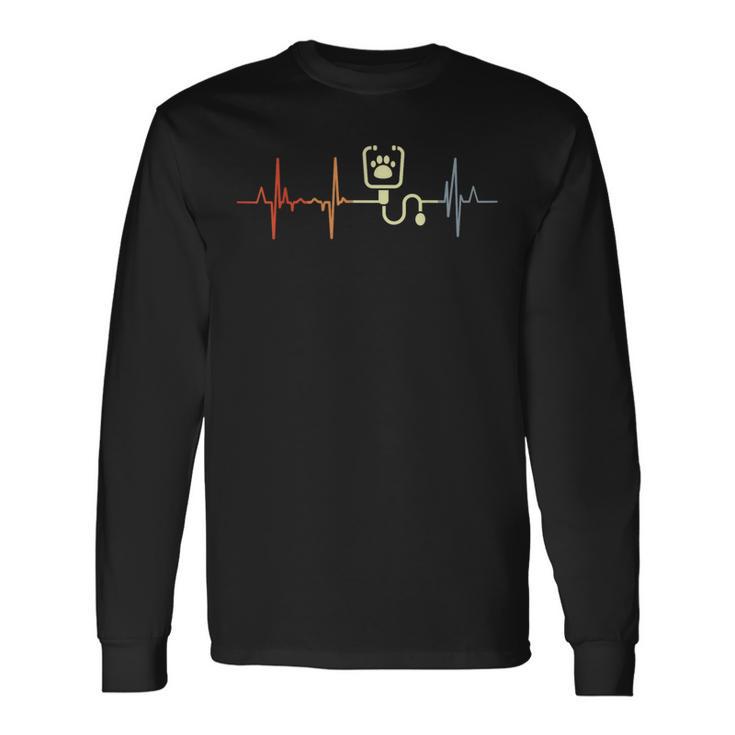Veterinario Retro Heartbeat Maglietta a maniche lunghe