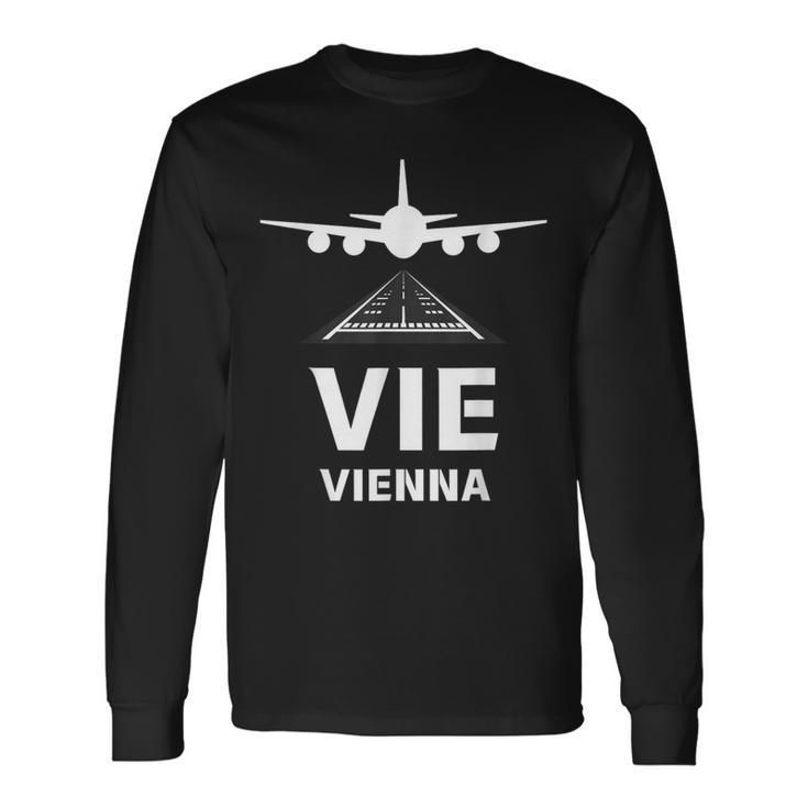 Vie 空港 ウィーン オーストリア 飛行機 滑走路に着陸 長袖Tシャツ