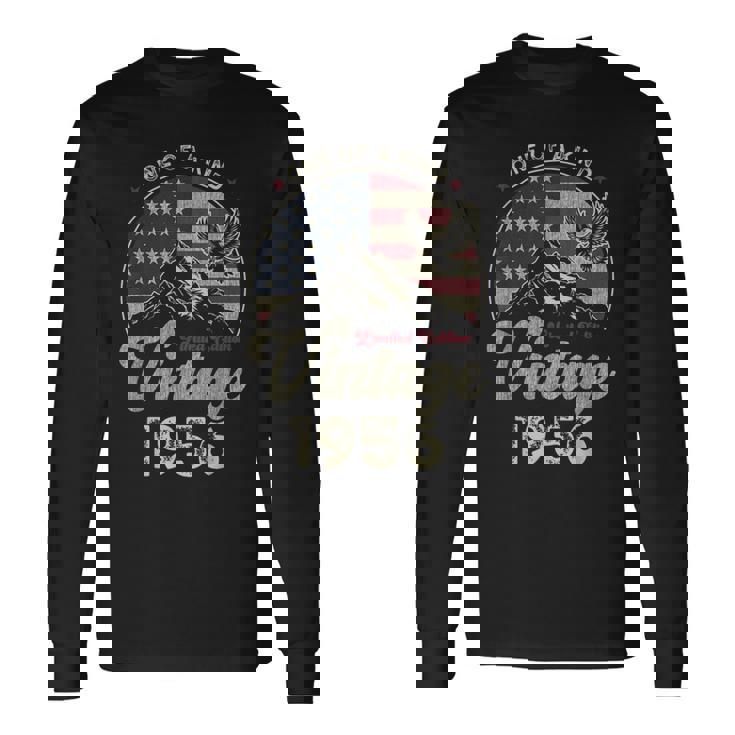 Vintage 1956 愛国的なイーグル、70歳の誕生日、アメリカ国旗 長袖Tシャツ ギフトのアイデア