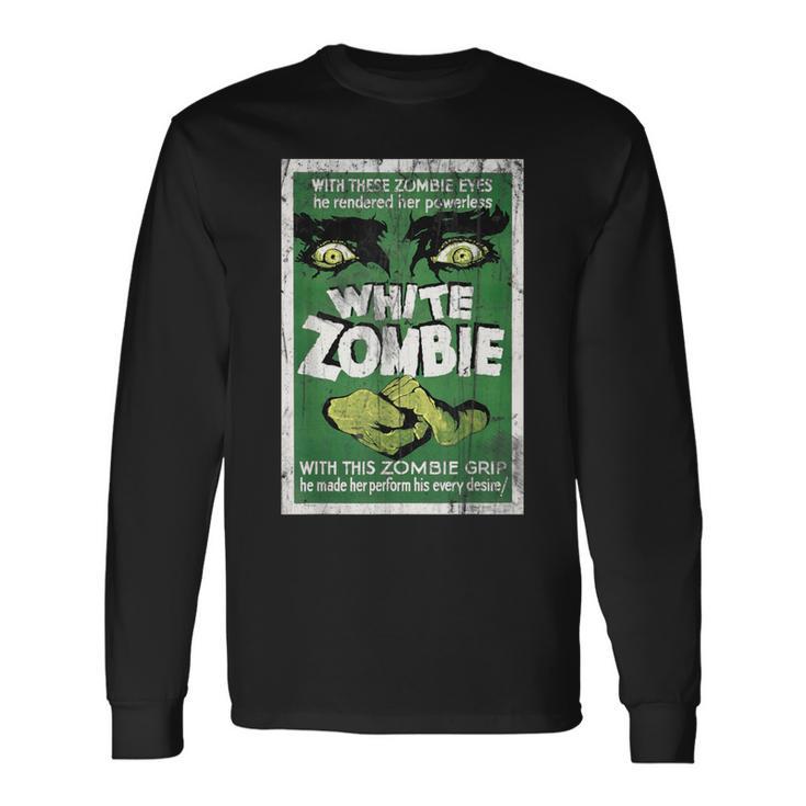 Vintage Blanc Zombie Movie Poster T-shirt à manches longues