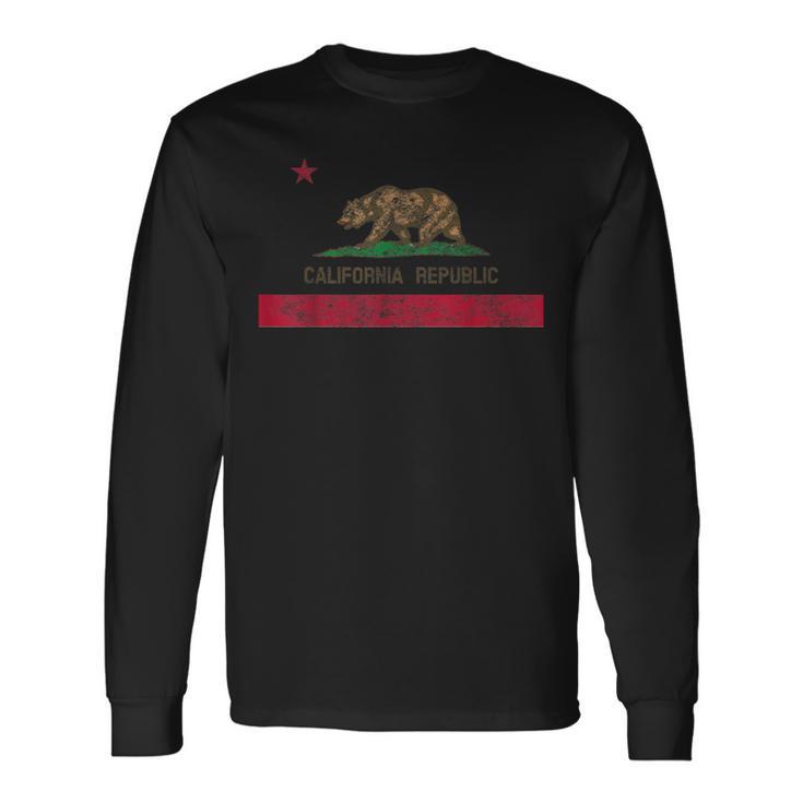 Vintage California Republic Flag ビンテージ・スタイルカリフォルニア共和国旗 長袖Tシャツ