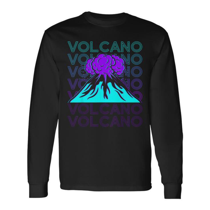 Volcán Retro Camiseta de manga larga