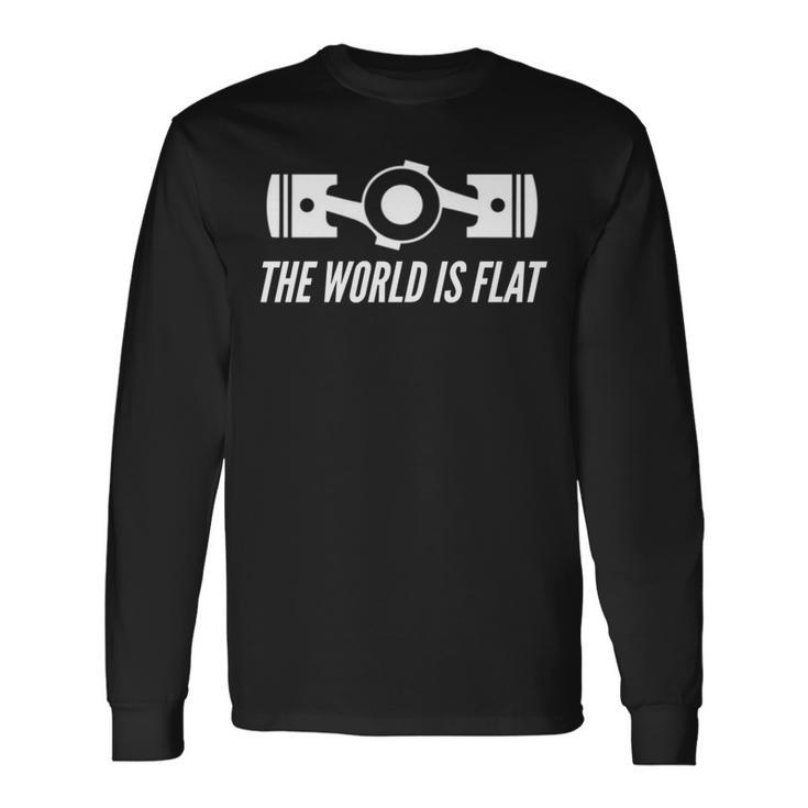 The World Is Flat Jdm ドイツレースカーフラットフォーボクサーエンジン 長袖tシャツ 長袖Tシャツ