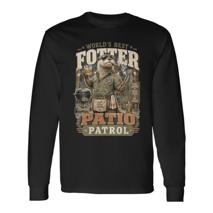 Worlds Best Fotter パティオ パトロール 裏庭 カワウソ しゃれ 誕生日 長袖tシャツ 長袖Tシャツ