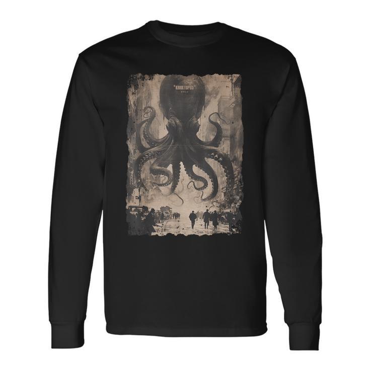 Y2k Hip Hop Fashionヒップホップ メンズ レディース ストリートウェア レトロホラー モンスター タコ 長袖Tシャツ