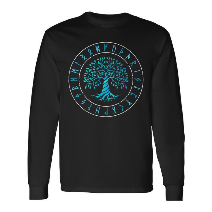 Yggdrasil 生命の樹 バイキング ルーン 北欧神話 長袖Tシャツ