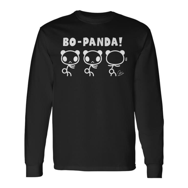 【棒パンダ】 メンズ レディース キッズ パンダ イラスト 長袖Tシャツ