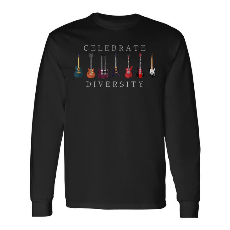 おかしいギターは多様性の型音楽ギフトを祝う 長袖Tシャツ ギフトのアイデア