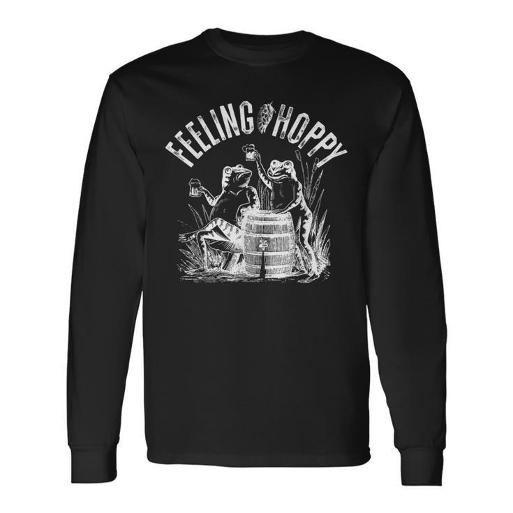 おもしろクラフトビール醸造所ギフト気分ホッピードリンクカエル 長袖Tシャツ