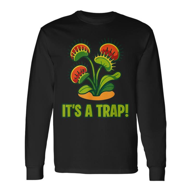 おもしろハエトリグサ It's A Trap 食虫植物 ボタニカル 長袖Tシャツ