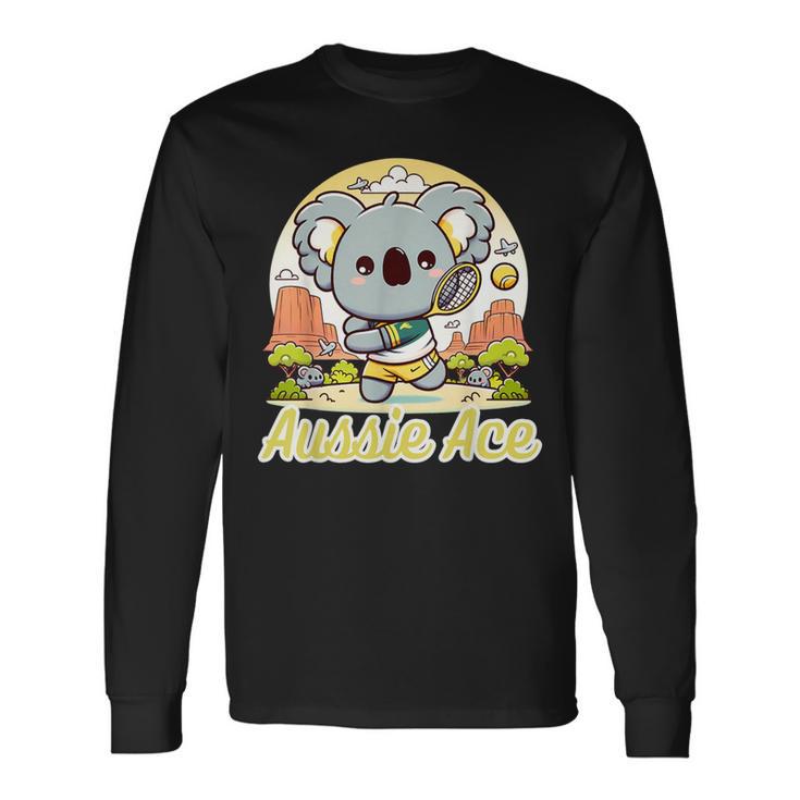 かわいい テニス コアラ 可愛い アスレチック 夏 テニス キャンプ 長袖Tシャツ