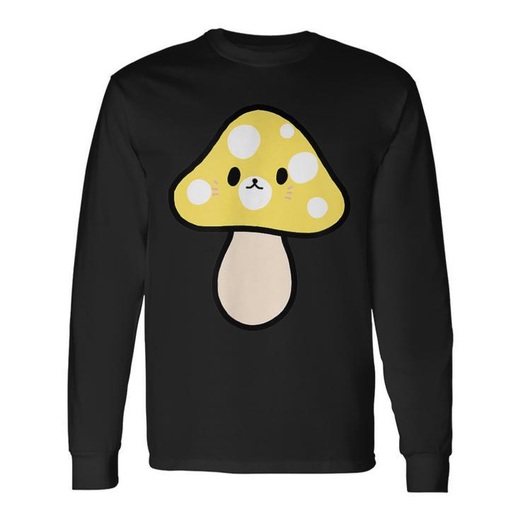 かわいい黄色のキノコ 長袖Tシャツ