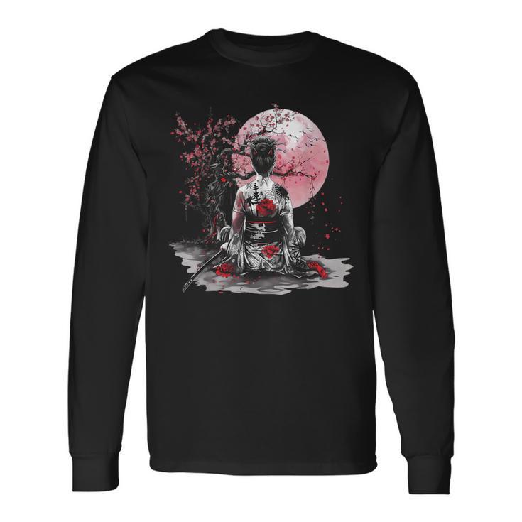 さくら 桜 日本の芸者 日本のサムライガール 長袖Tシャツ