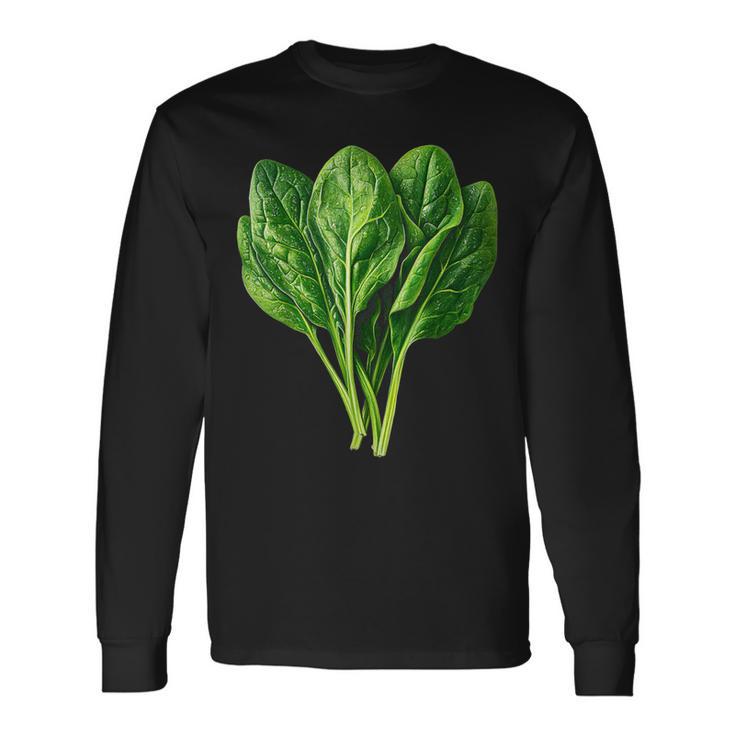 ほうれん草 野菜モチーフ 庭 ほうれん草 長袖Tシャツ