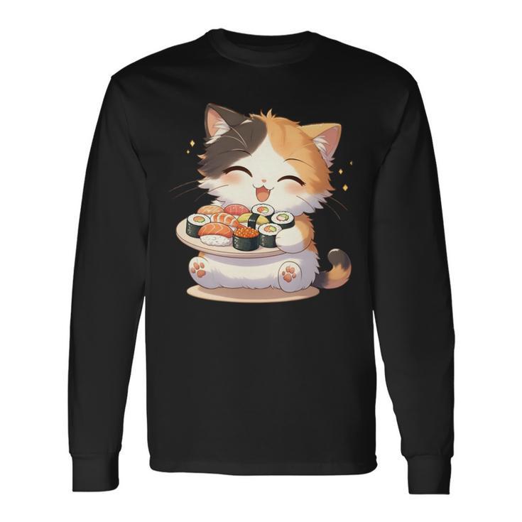 わがまま猫 寿司ねこ ラーメン好き かわいい おもしろ マンガ 長袖tシャツ 長袖Tシャツ