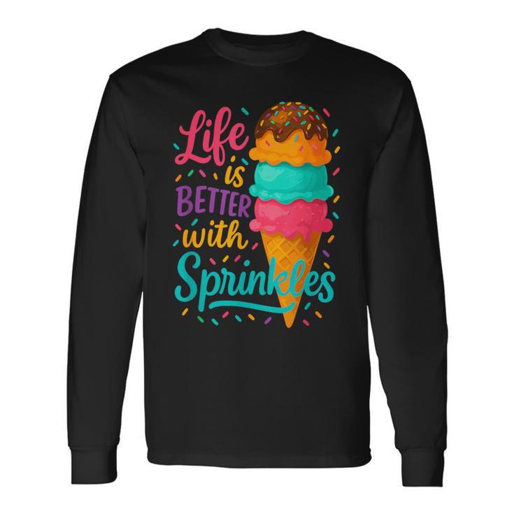 アイスクリームスクープ ジェラート好き フローズンヨーグルト アイスクリーム 長袖Tシャツ