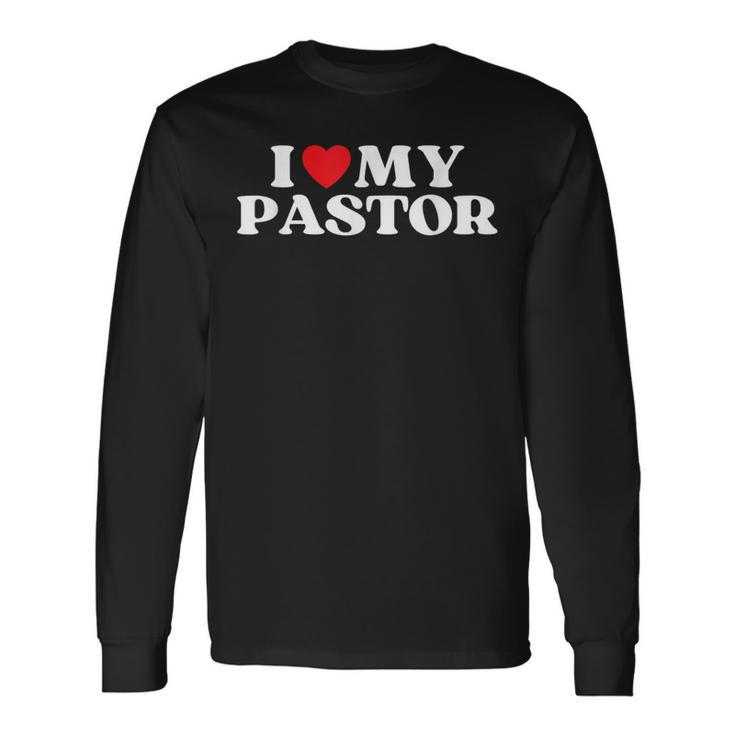 アイ・ハート・マイ・パスターファニー・レッド・ハート・ラブ・パスター・ラヴズ・パスター・ラヴズ 長袖Tシャツ